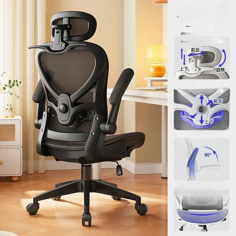 Herní židle v závodním stylu, nastavitelná relaxační polohovací židle, 3D bederní opora, síťované opěradlo, silné polstrování, kancelářská židle