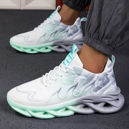 Chaussures de sport décontractées pour homme : chaussures de sport légères et respirantes à imprimé flammes, pour l'été, le tennis, la course à pied et la randonnée