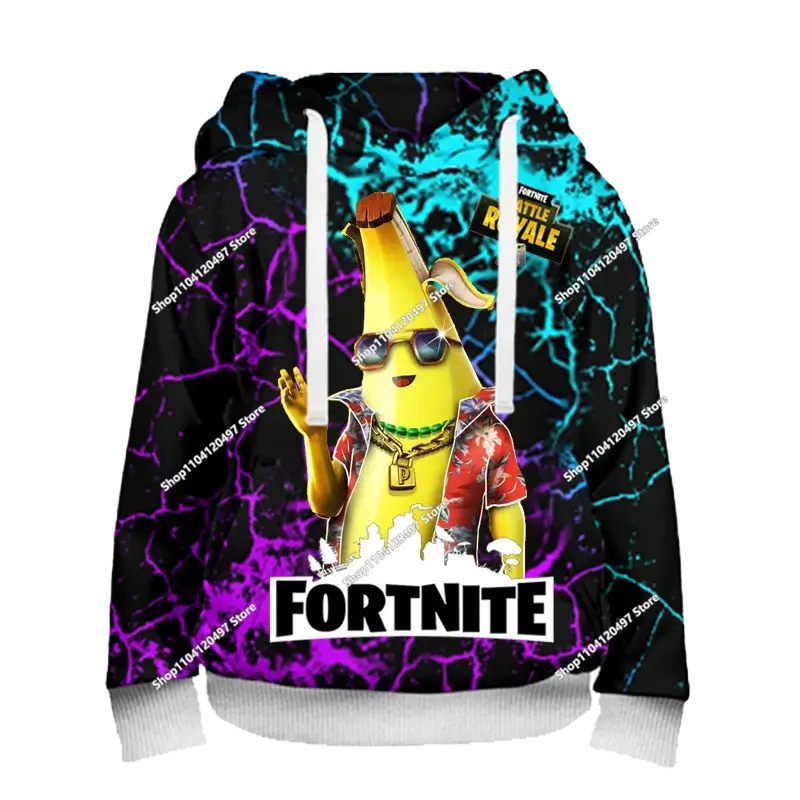 Children's Fortnite Anime Hoodie Men's Streetwear Hip-Hop Sportswear Casual Loose Fit Sweatshirt Outdoor Fashion