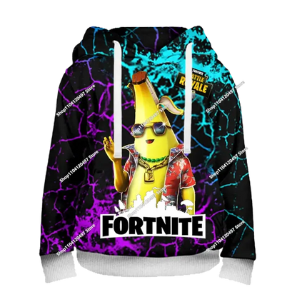 Children's Fortnite Anime Hoodie Men's Streetwear Hip-Hop Sportswear Casual Loose Fit Sweatshirt Outdoor Fashion