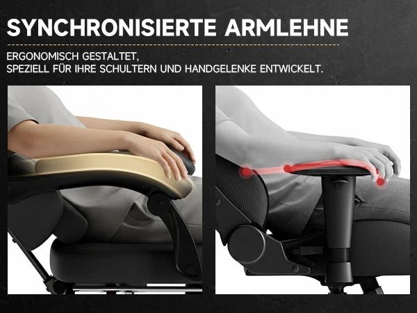 PINGGO Ergonomic Gaming Chair with Footrest Massage, PVC Leather PC Gaming Chair, Adjustable Reclining Office Chair with Lumbar Support