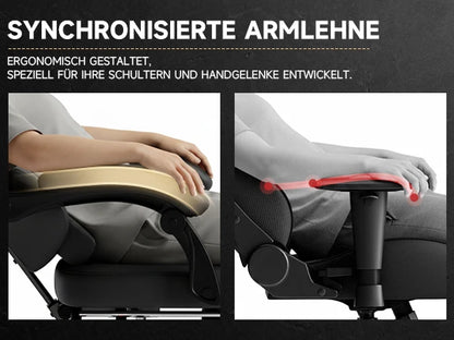 PINGGO Ergonomic Gaming Chair with Footrest Massage, PVC Leather PC Gaming Chair, Adjustable Reclining Office Chair with Lumbar Support