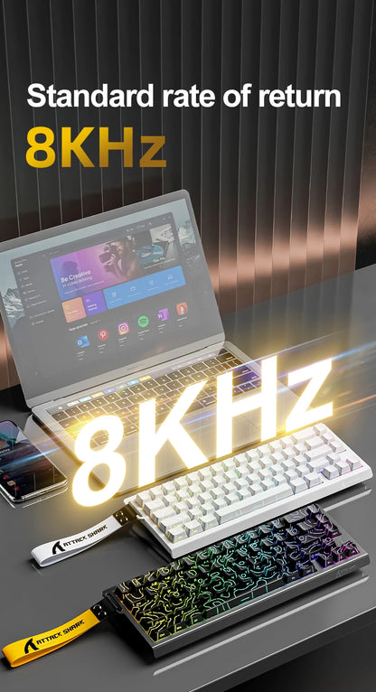 ATTACK SHARK X68HE Esports magnetic axis keyboard 8KHz return rate,total area 0.01mm,and 0.125ms rate class Ultra-low latency