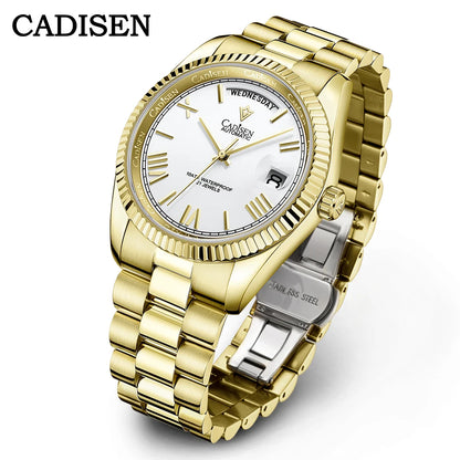 NEW 2025 CADISEN Men's Mechanical Watches Luxury Meteorite Dial Automatic Watch For Men Week 100M Japan MIYOTA 8285 Clock Man