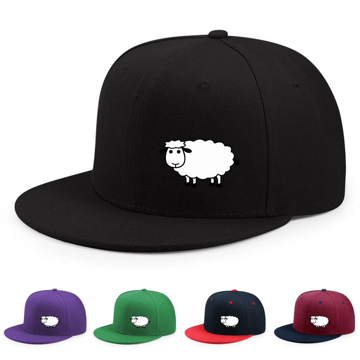 Unisex-Baseballkappe mit verstellbarem Riemen – Streetstyle-Kappe mit flachem Schirm und Schafsmuster – Lässige, vielseitige und personalisierbare Kappe