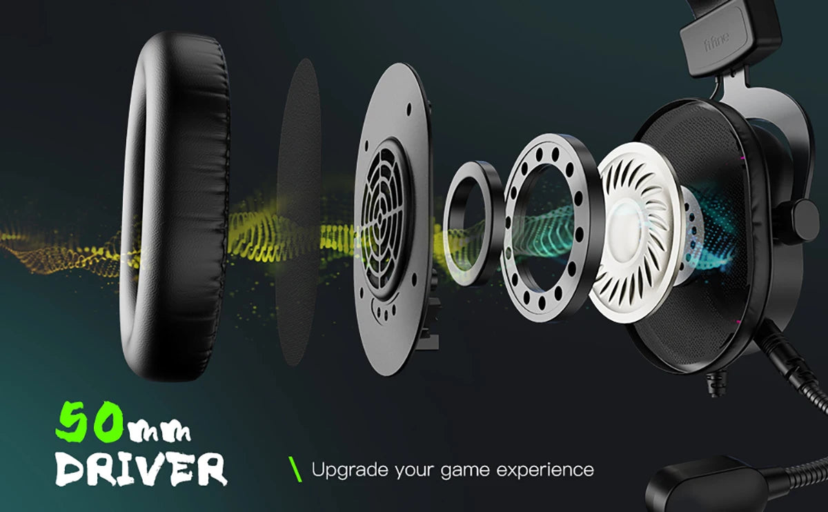Cuffie gaming RGB FIFINE con microfono – cuffie cablate over-ear con suono surround 7.1 per PC, PS4 e PS5, con 3 modalità EQ