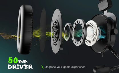 Auriculares gaming RGB FIFINE con micrófono – Auriculares USB circumaurales con cable, sonido envolvente 7.1, para PC, PS4 y PS5, con modos EQ y aislamiento de ruido