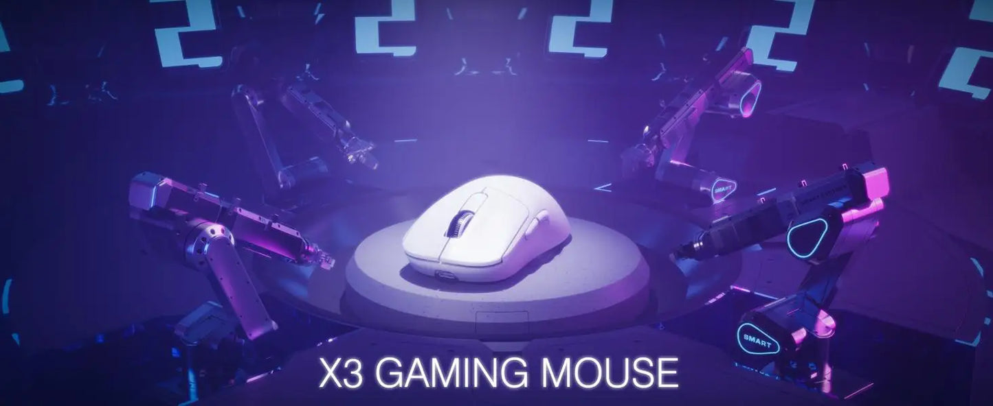 Mouse gaming wireless leggero ATTACK SHARK X3, 49g, tri-mode, sensore PAW3395 da 26K DPI, autonomia di 200h, 5 pulsanti programmabili