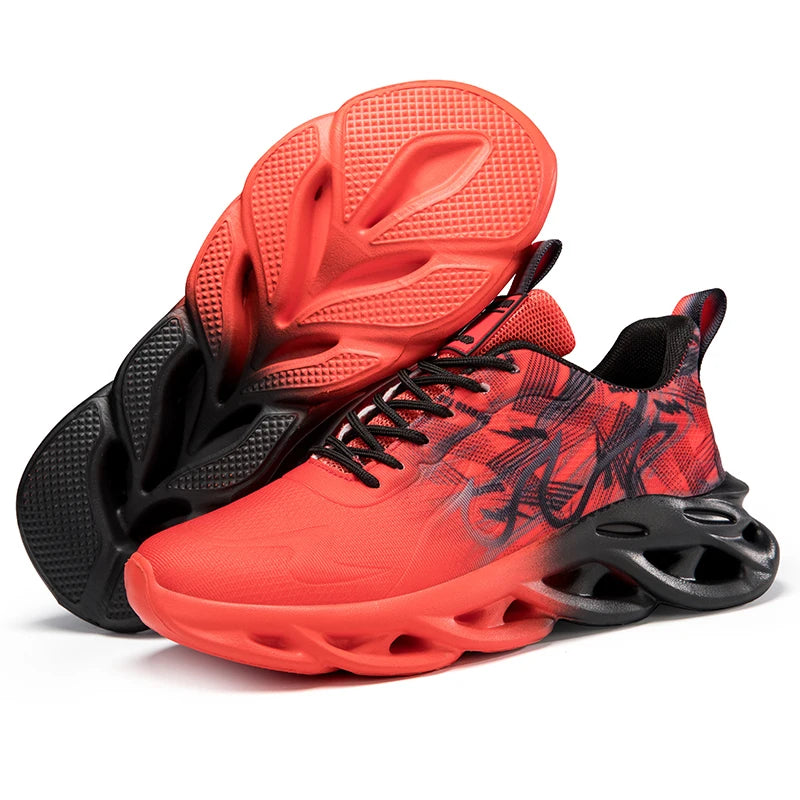 Men Running Shoes Mesh Breathable Flat Cushioning Soft Comfortable Sneakers Outdoor Gym Trendy Casual Jogging Shoes for Men