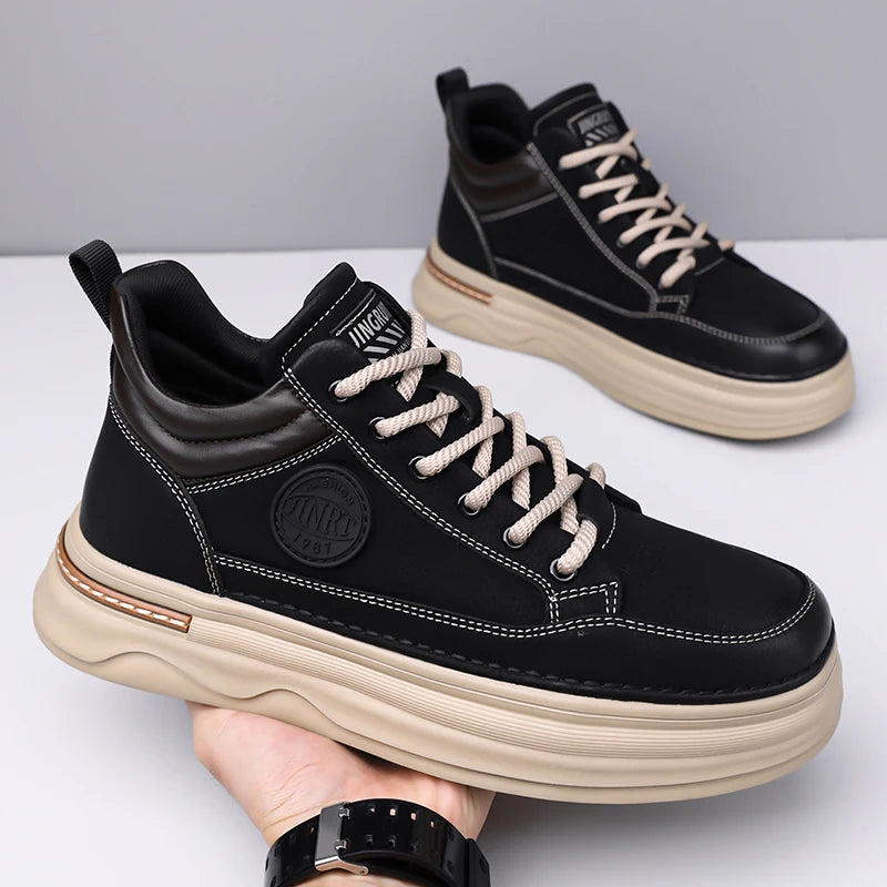 High Quality Mens Casual Leather Thick Bottom Oxford Shoes Fashion Outdoor Flat Top Quality Oxford Shoes Handmade Walking Shoes