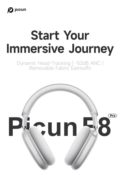 Auriculares inalámbricos Picun F8 Pro ANC con seguimiento de cabeza, audio espacial 3D, ANC -52dB, sonido HIFI, Bluetooth, micrófono HD ENC, baja latencia y APP