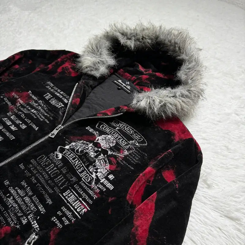 2026 New American Fashion Trend Goth Printed Zipper Hoodie Women Street Hip Hop Punk Rock Sweatshirt Unisex Casual Loose Hoodie, produit gaming premium Fraquane, produits de luxe, nouvelle génération, équipement gamer