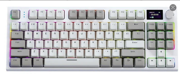 Teclado mecánico ATTACK SHARK K86 con perilla metálica, pantalla inteligente TFT a color, diseño de 87 teclas, iluminación RGB y conexión trimodo