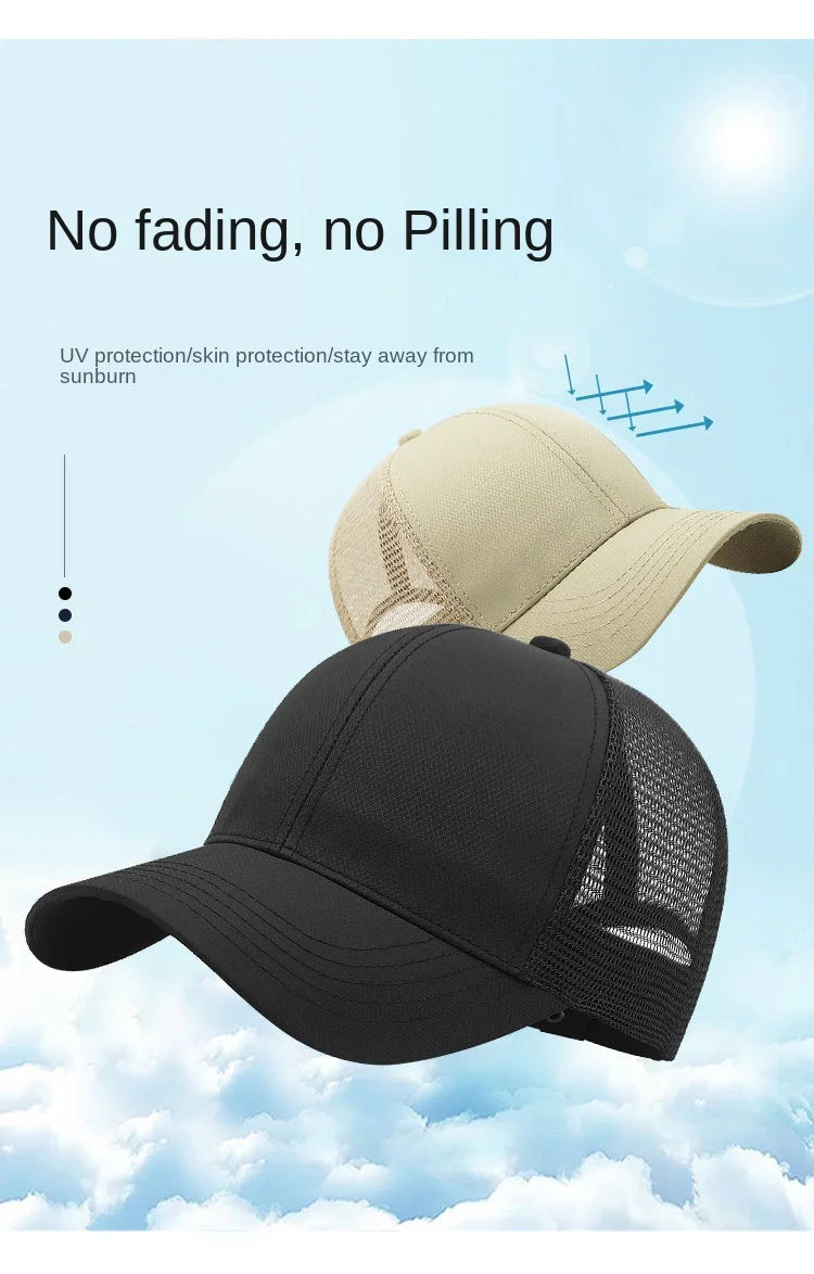 Unisex Quick Dry Big Head Mesh Baseball Cap Adjustable plus Size Summer Snapback Hat Comfortable Breathable 56-65cm