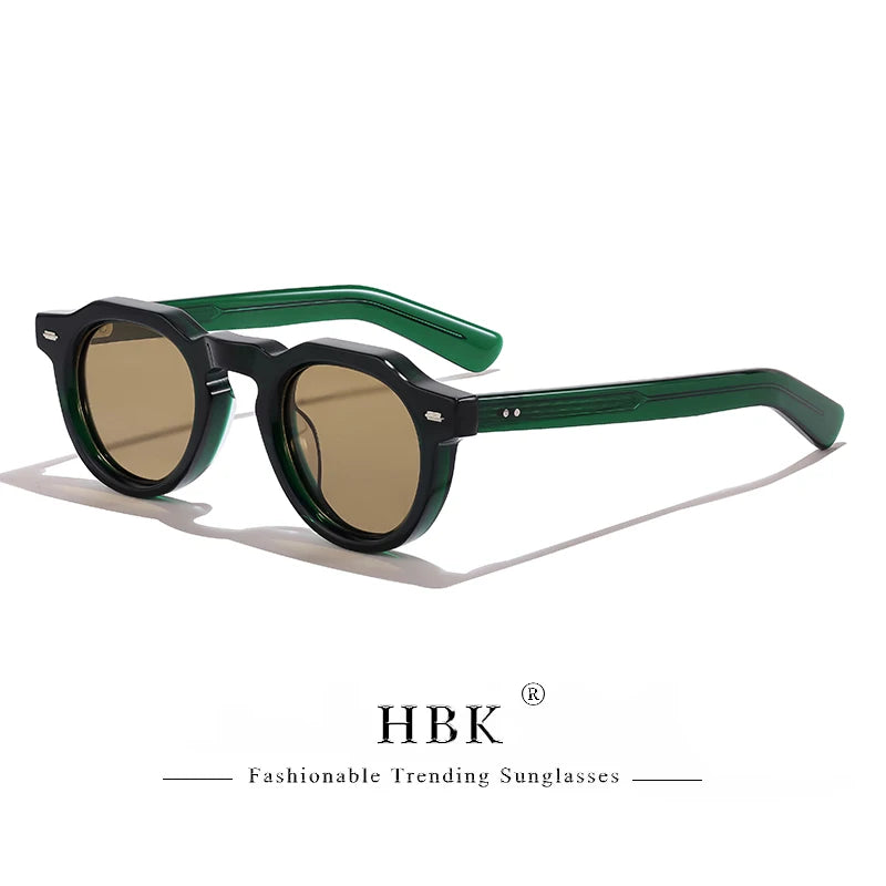 HBK Vintage – jednoduché kulaté pánské sluneční brýle s malým rámem, vysoce kvalitní acetátový rám, sluneční brýle pro ženy, na večírky, na cestování i do přírody