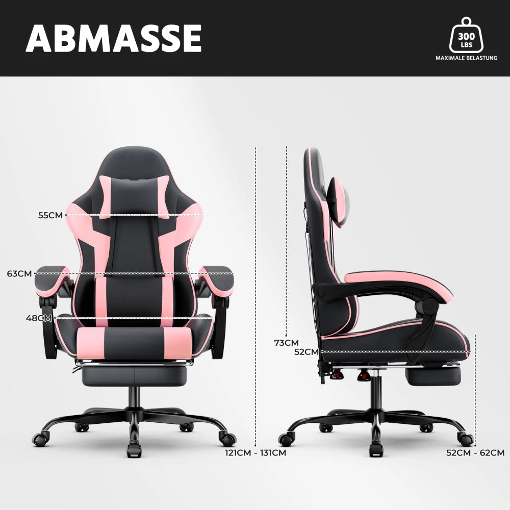 Gaming Chair Ergonomic Gaming Chair with Lumbar Support, Breathable Pu Leather Office Chair,Comfortable Computer Chair