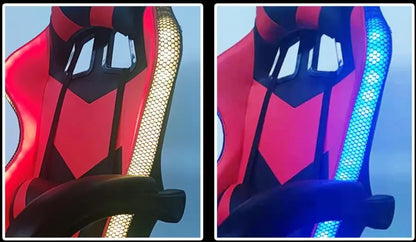 RGB Gaming Chair with LED Lights, Leather Racing Style Massage Gaming Chair, Adjustable Swivel Office Chair with Gas Lift and Ergonomic Design