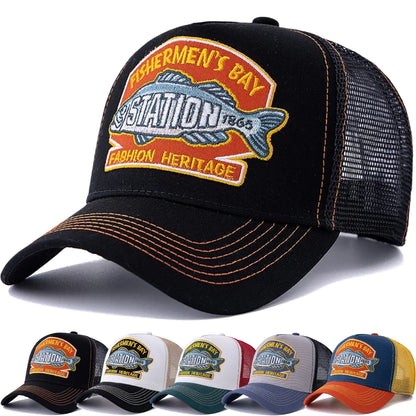 Gorra de béisbol unisex de verano para pesca, gorra trucker de malla transpirable para hombre y mujer, gorra estilo pescador Big Fish, gorra de moda para exteriores
