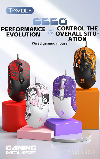 2026 Wired Gaming Mouse RGB with Anti-Slip Grip, 6-Key Ergonomic Gaming Mouse for PC, Desktop & Laptop, Adjustable DPI Wired Gaming Mouse