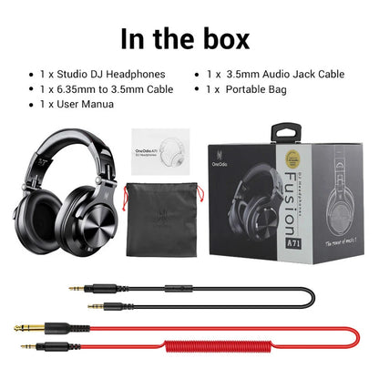 Auscultadores OneOdio A71 HiFi de Estúdio DJ com Fio e Microfone – Headset Gaming Profissional de Monitorização com Graves Profundos