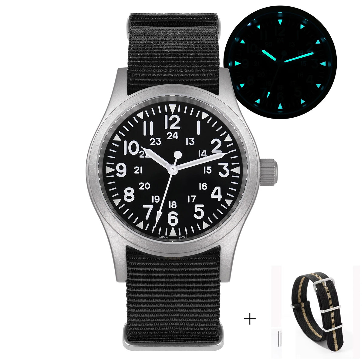 Militado ML05 Vintage Watch VH31 Sweep Second Movement Domed Sapphire Crystal With High Clear AR Coating Luminous 38mm Watches