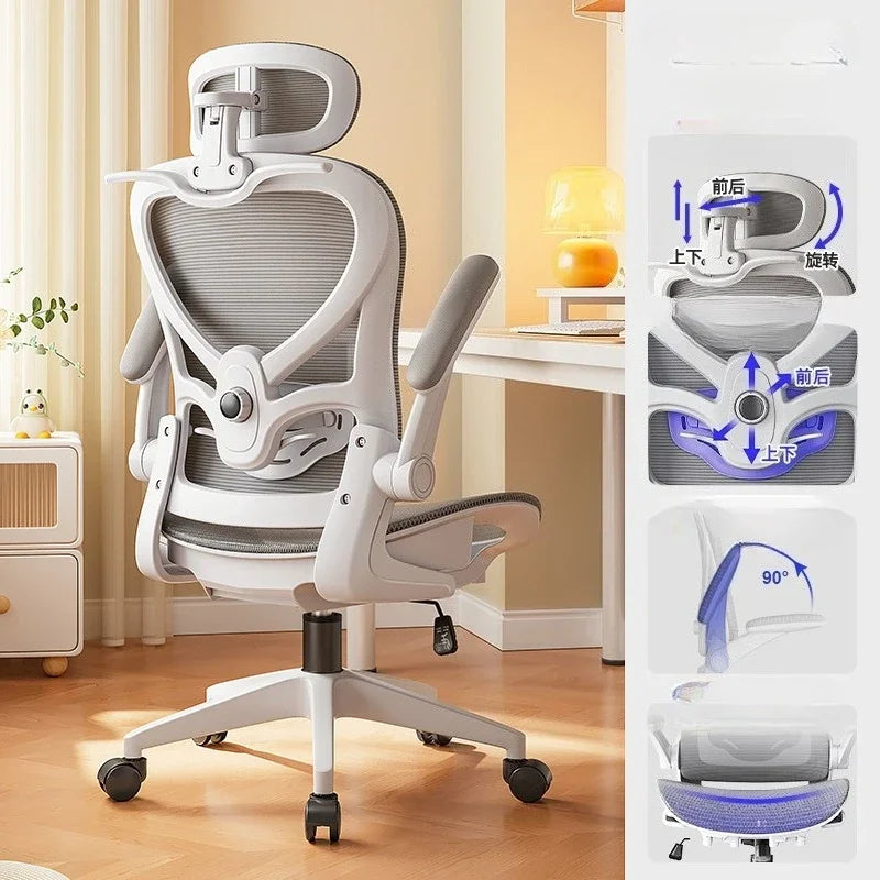 Herní židle v závodním stylu, nastavitelná relaxační polohovací židle, 3D bederní opora, síťované opěradlo, silné polstrování, kancelářská židle