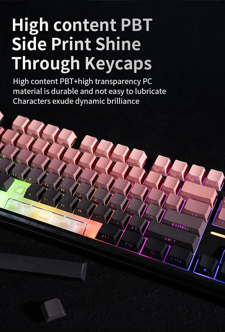Teclado Bluetooth V108 Pro para oficina, bajo nivel de ruido, 2.4G, con cable e inalámbrico, diseño completo, membrana con retroiluminación RGB