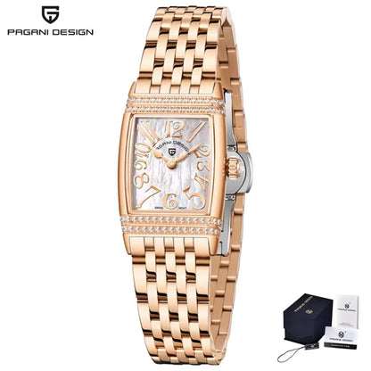 PAGANI DESIGN Luxury Fashion Women's Quartz Watch Swiss Ronda Movt Sapphire Stainless Steel Waterproof Clock Gift For Woman