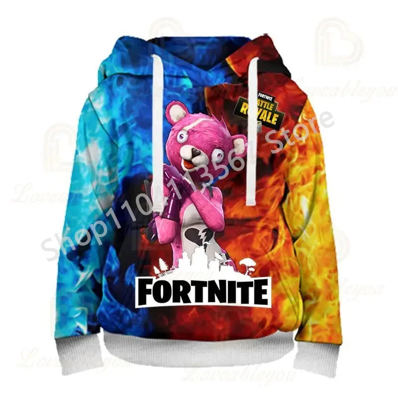 Llama Battle Royale Fortnite Hoodies, 3D Printed Sweatshirts for Men, Women, and Children, Boys and Girls Streetwear Pullover, Green Tops