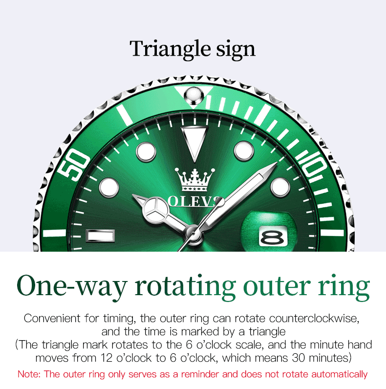 OLEVS Men's Watch Luxury Top Brand One-Way Rotating Outer Ring Design Quartz Watch for Men Auto Date Waterproof Wrist Watches