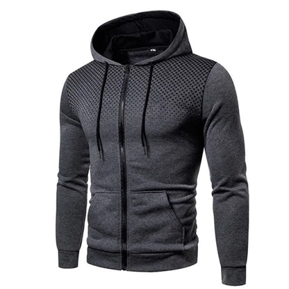 Men's Zip Up Hoodie Pocket Polka Dot Print Hooded Sweatshirt Sport Outdoor Casual Slim Fit Men Spring Autumn Zipper Hoodie