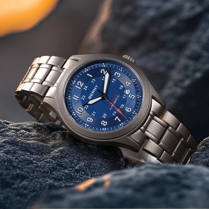 BERNY Full Titanium Automatic Watches for Men Super Luminous Sapphire Mechanical Field Watch Date 10ATM Sports Easy Read