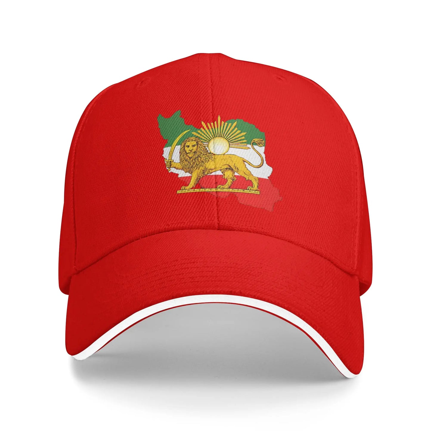 Iran Flag Map with Lion and Sun Emblem Vintage Persian Heritage Casual Baseball Cap Outdoor Trucker Hat Summer Baseball Caps