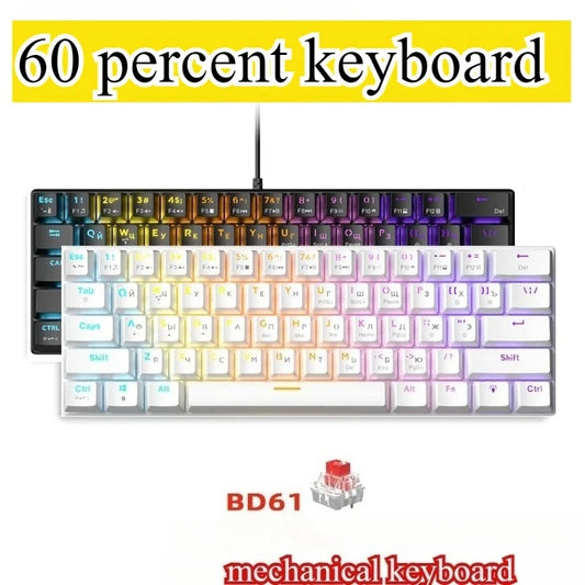 RGB Teclado mecanico branco 60% mechanical keyboard gaming white clavier gamer blanco tecla key board black pc keyboards