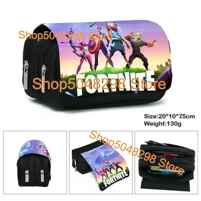 Großes Kawaii-Federmäppchen aus Canvas mit Fortnite-Print für Jungen und Mädchen – Schulbedarf, Schreibwaren und Geburtstagsgeschenk für Teenager