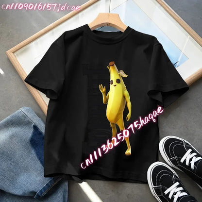 Fortnites Kids Black Cotton T Shirt Fortress Night Baby Short Sleeve Tees Shirt Cartoon Boy Girl Summer Clothes Kawaii Tops Gift