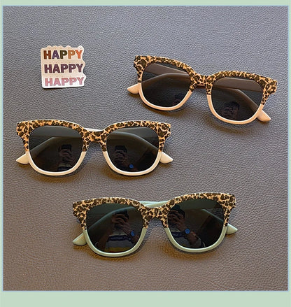 Dětské vintage sluneční brýle s leopardím vzorem, čtvercové, UV400, outdoorové, módní, pro dívky i chlapce, ochranné sluneční brýle pro děti