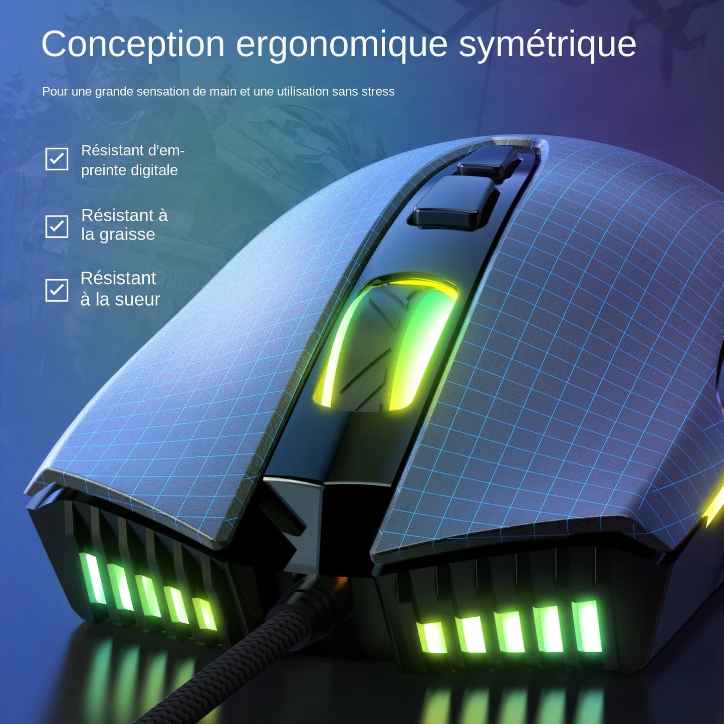 ONIKUMA Wired Gaming Mouse 6400 DPI RGB Gaming Mouse with 7 Programmable Buttons, Ergonomic Wired Gaming Mouse for PC, Laptop & Gaming Setup