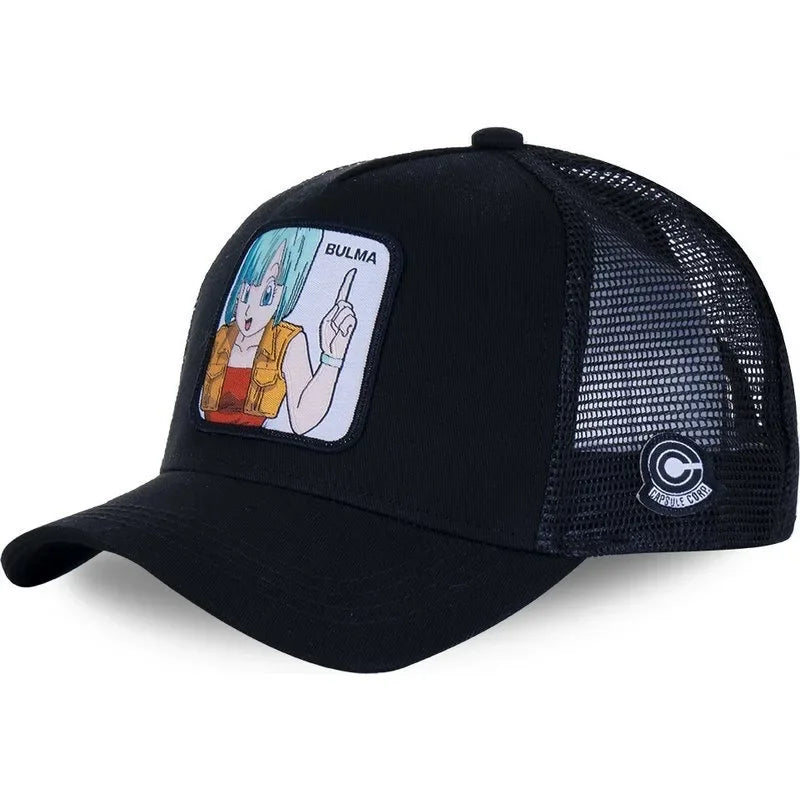 Dragon Ball Buu Goku-Kappe, Sommer-Reisekappe mit Schirm, Herren-Kappe mit Stickerei, im Hip-Hop-Stil, Sonnenvisier, verstellbare Trucker-Netzkappe