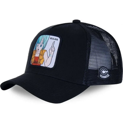 Dragon Ball Buu Goku-Kappe, Sommer-Reisekappe mit Schirm, Herren-Kappe mit Stickerei, im Hip-Hop-Stil, Sonnenvisier, verstellbare Trucker-Netzkappe