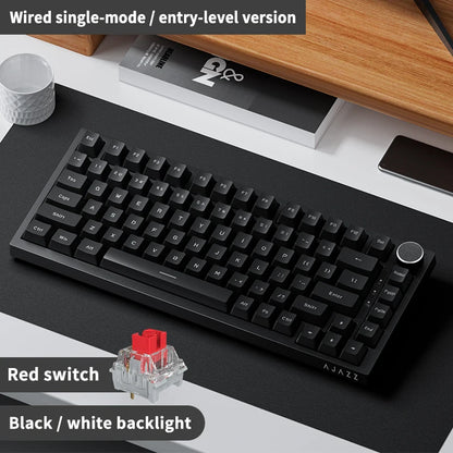 AJAZZ AK820 75% kabelgebundene mechanische Tastatur: Hot-Swap-fähig, RGB-/Weiß-/Eisblau-Hintergrundbeleuchtung, Steuerung per Lautstärkeregler | Für Büro & Gaming