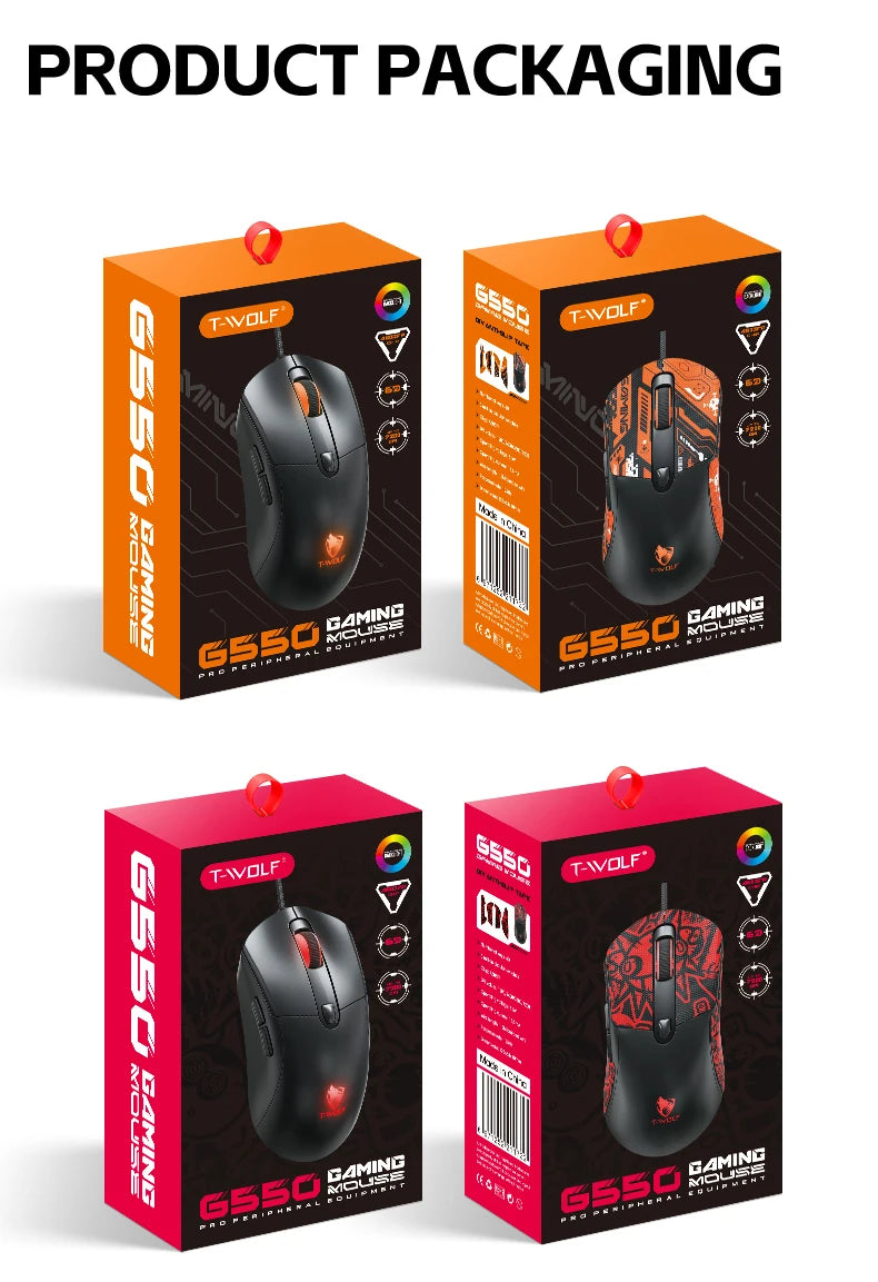 2026 Wired Gaming Mouse RGB with Anti-Slip Grip, 6-Key Ergonomic Gaming Mouse for PC, Desktop & Laptop, Adjustable DPI Wired Gaming Mouse