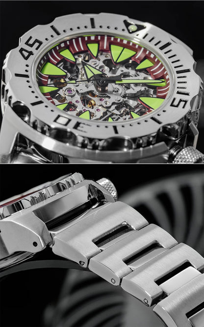 ADDIESDIVE  Luxury Automatic Watches for Men Sapphire 8N24 Stainless Steel Skeleton Luminous 20Bar Waterproof Gift Box Watch