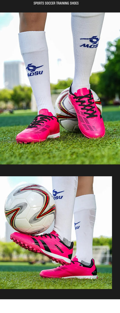 New Men's and Women's Football Shoes, Indoor and Outdoor Sports Shoes with Long and Broken Studs for Football Training Mat
