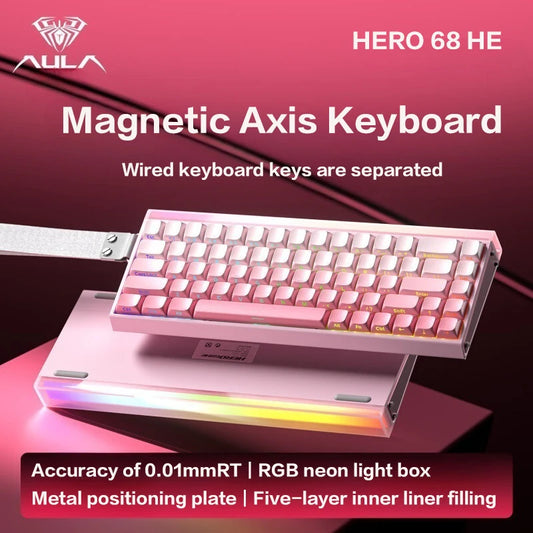 AULA HERO 68 HE Gaming Mechanical Keyboard Magnetic Axis RT Wired RGB Lighting 8K Polling Rate Side Engraving