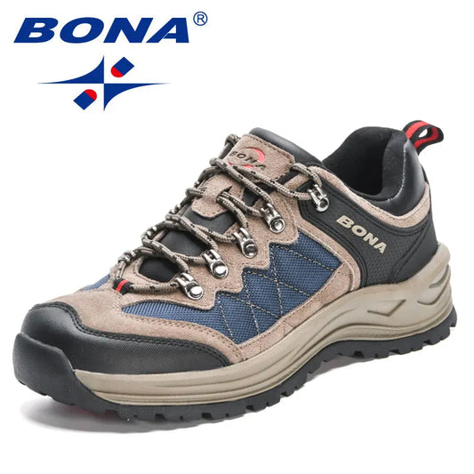 BONA 2023 New Designers Hiking Shoes Trekking Sneakers Men Shoes Man Trekking Walking Mansculino Fishing Camping Jogging Shoes