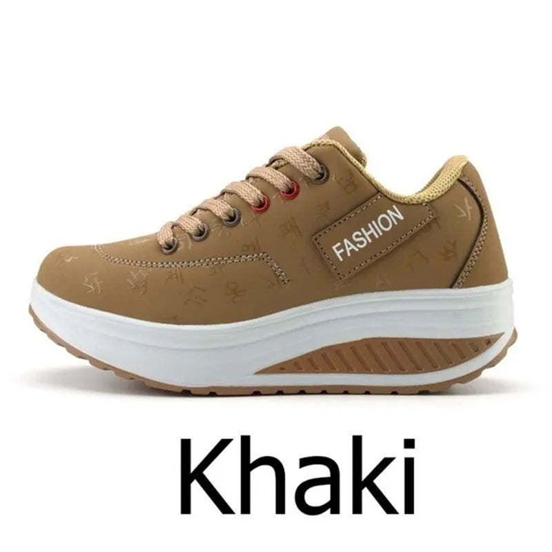 Scarpe casual da donna per l'outdoor con suola spessa e tacco oscillante, scarpe sportive alla moda con plateau, taglia 42, suola piatta, per camminata e corsa