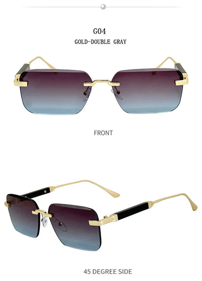 Čtvercové sluneční brýle pro ženy, trendy vintage designové bezrámové sluneční brýle pro muže, módní brýle na dovolenou, Lentes De Sol Mujer
