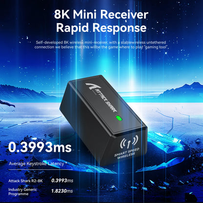 Mouse da gaming wireless Attack Shark R2 PAW3950 8K in lega di magnesio, leggero, Bluetooth tri-mode per gaming/ufficio