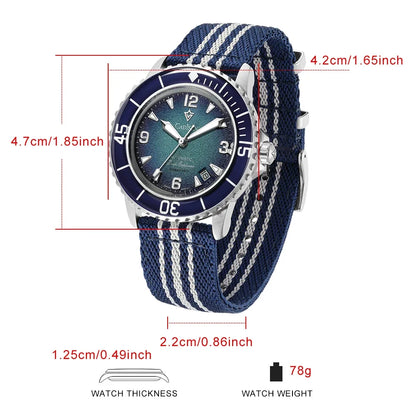 CADISEN Deep Explorer MIYOTA 8215 Automatic Mechanical Watch Man Canvas Strap Wristwatch Luxury Luminous Waterproof Watches